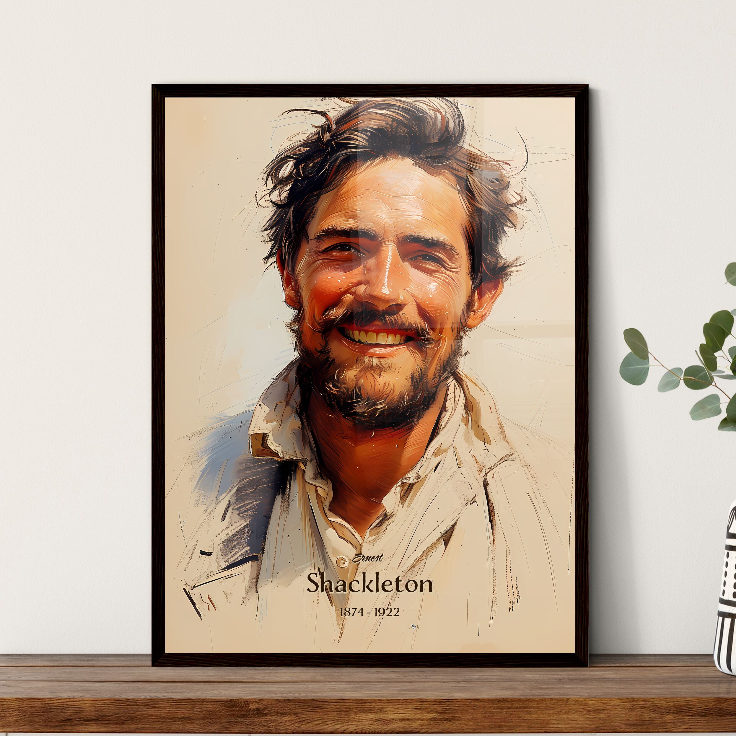 Ernest, Shackleton, 1874 - 1922, A Poster of a man smiling with a beard ...