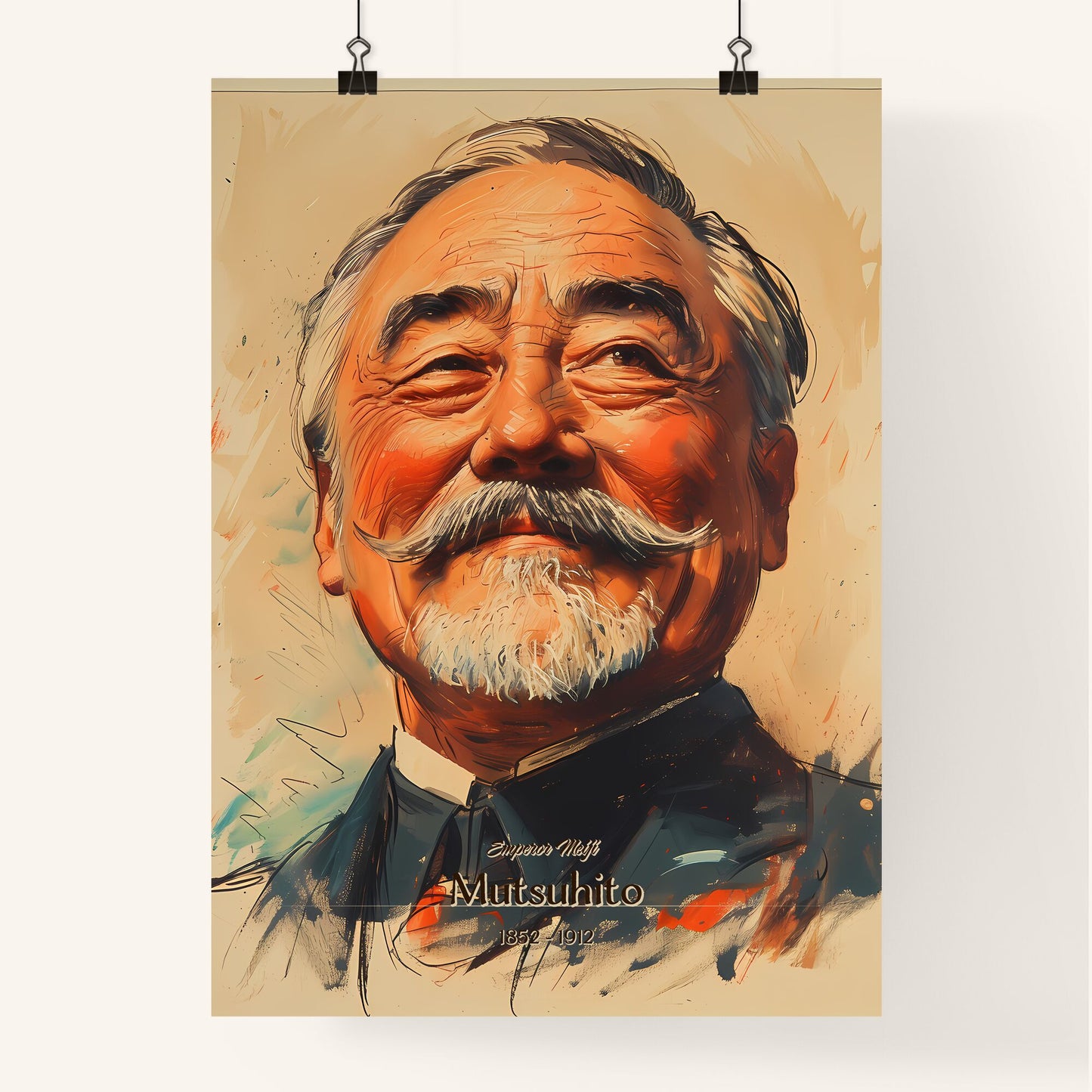 Emperor Meiji, Mutsuhito, 1852 - 1912, A Poster of a man with a mustache Default Title