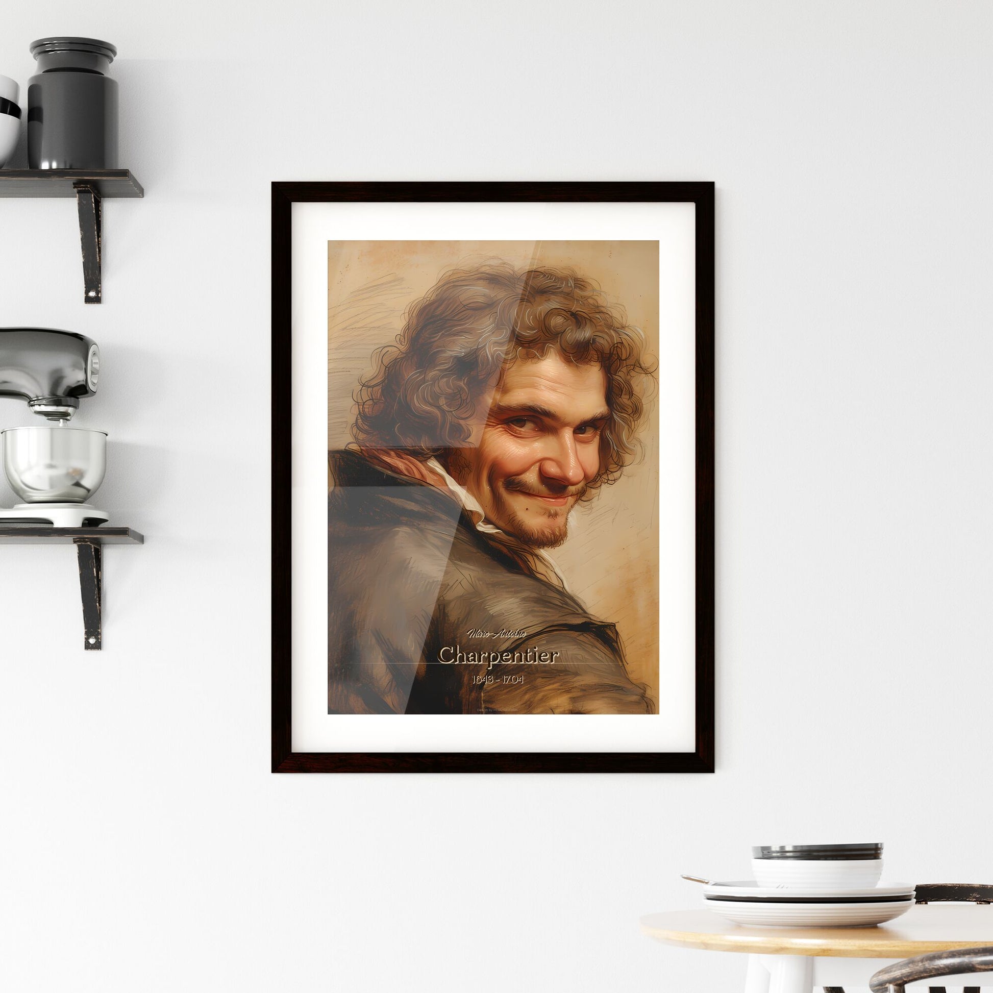 Marc-Antoine, Charpentier, 1643 - 1704, A Poster of a man with curly hair and beard smiling Default Title