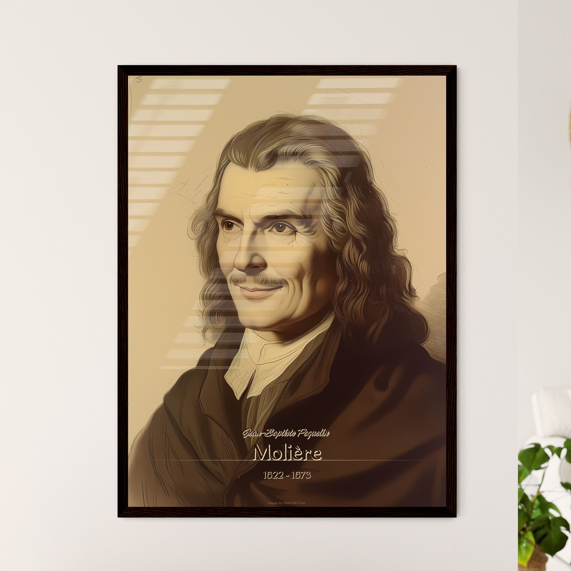 Jean-Baptiste Poquelin, Molière, 1622 - 1673, A Poster of a man with long hair and a black coat Default Title