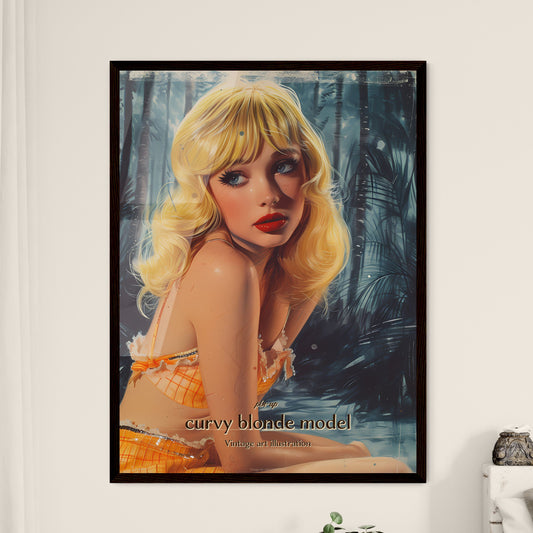 pin-up, curvy blonde model, Vintage art illustration, A Poster of a woman in a garment Default Title