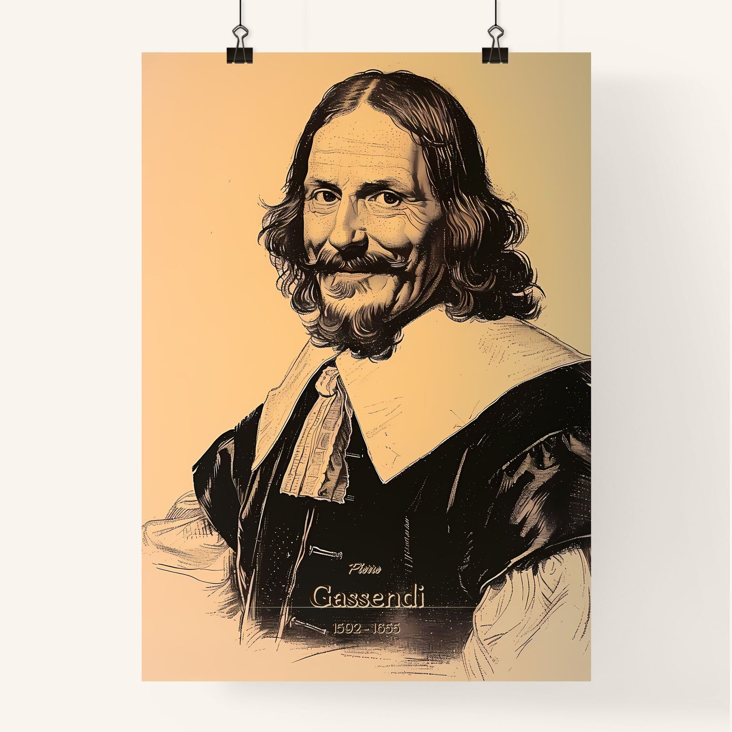 Pierre, Gassendi, 1592 - 1655, A Poster of a man with long hair and a beard Default Title