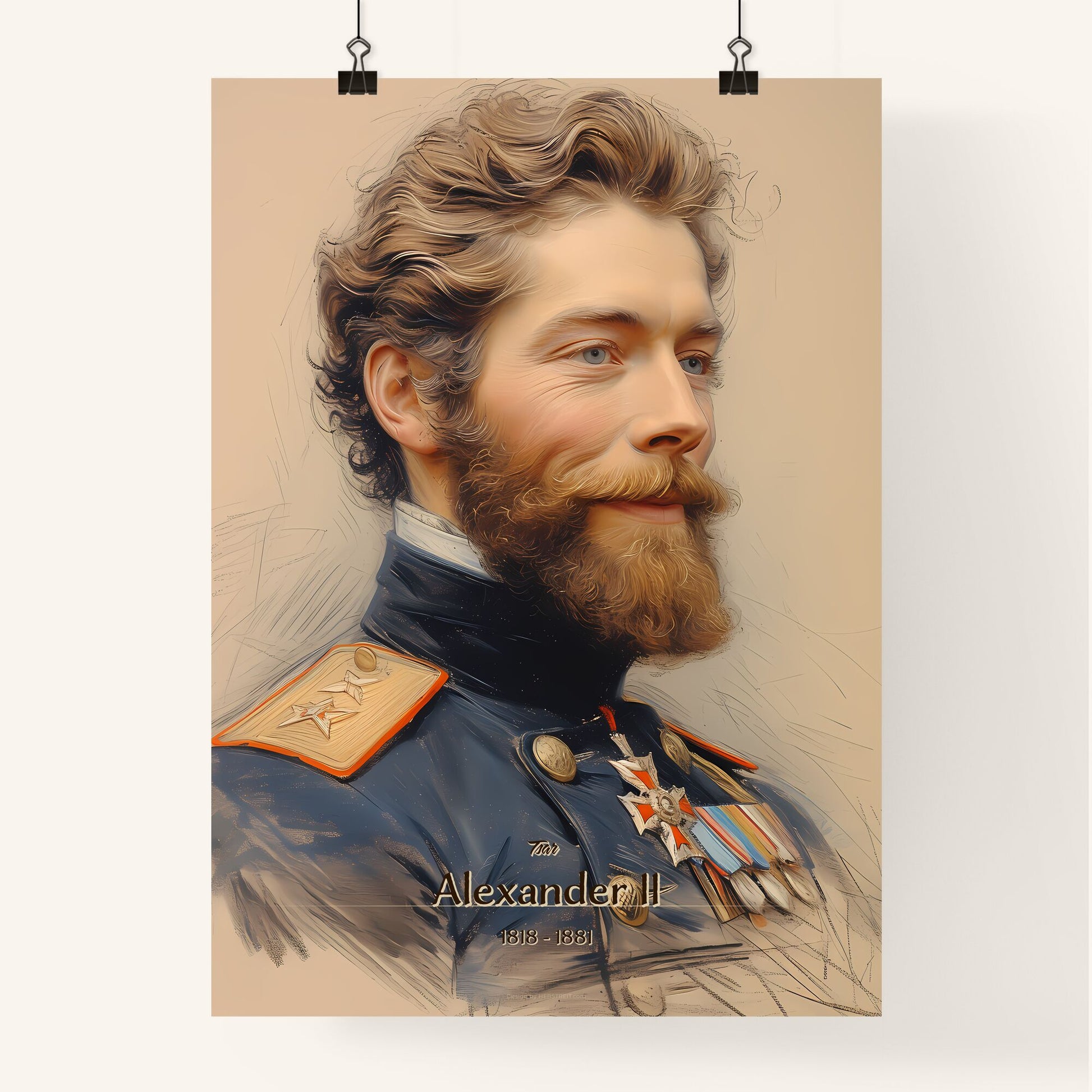 Tsar, Alexander II, 1818 - 1881, A Poster of a man in a military uniform Default Title