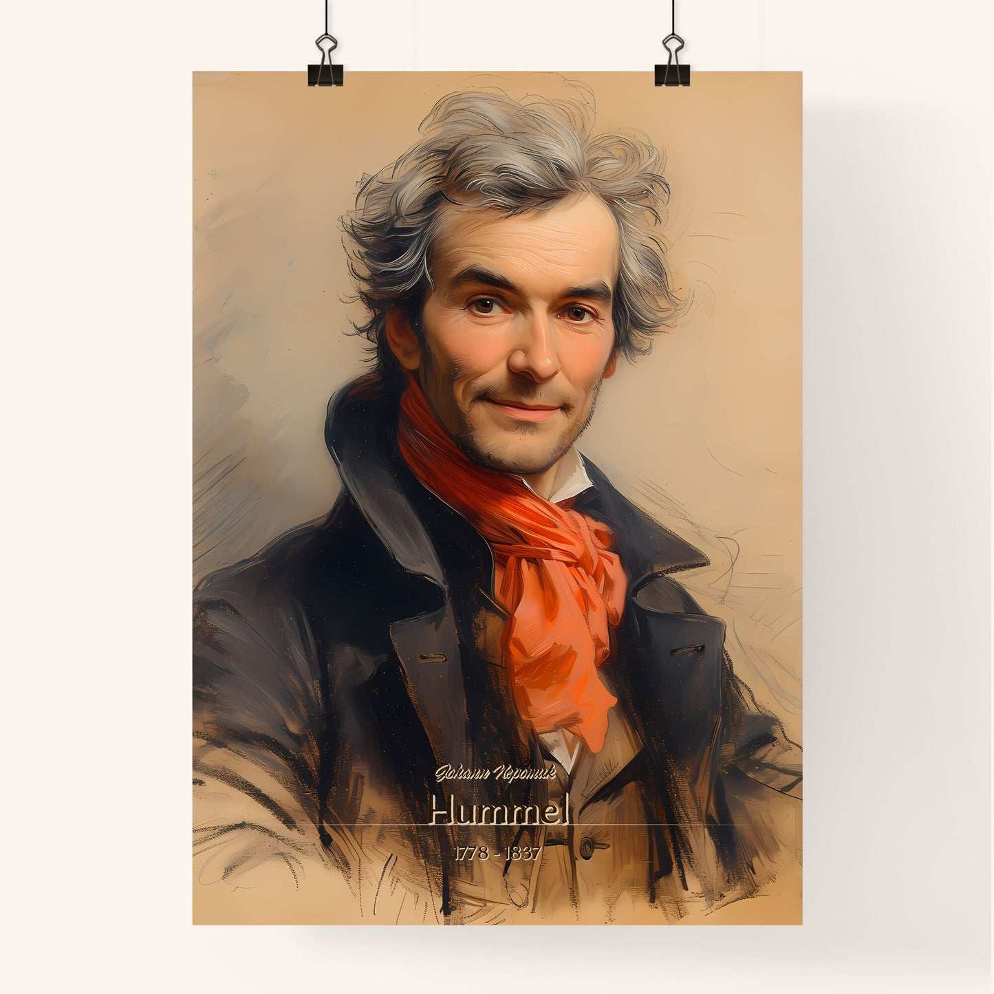 Johann Nepomuk, Hummel, 1778 - 1837, A Poster of a man with a red scarf Default Title