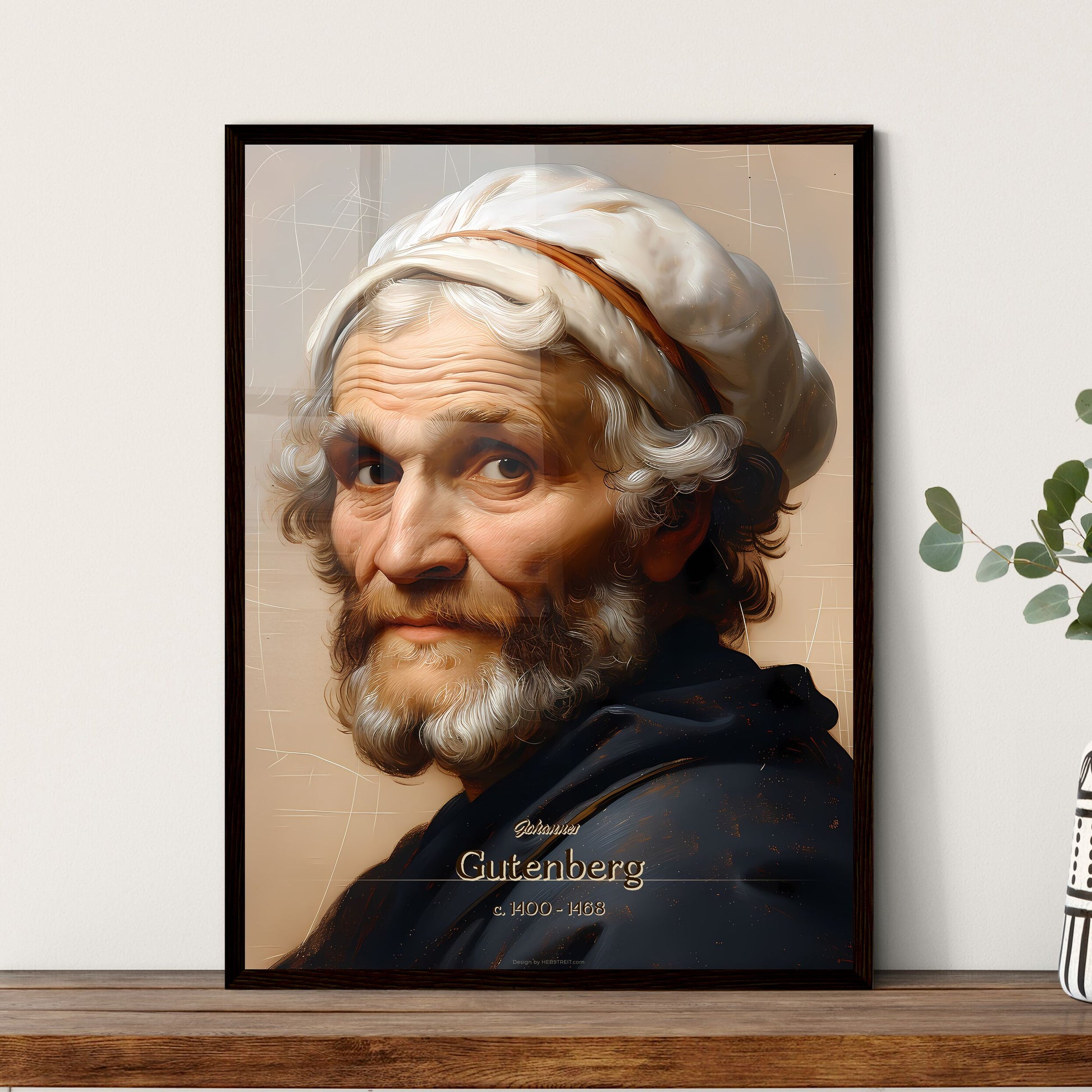 Johannes, Gutenberg, c. 1400 - 1468, A Poster of a man with a white headdress Default Title