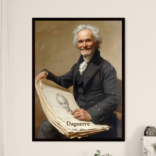 Louis, Daguerre, 1787 - 1851, A Poster of a man sitting in a chair holding a large piece of paper Default Title