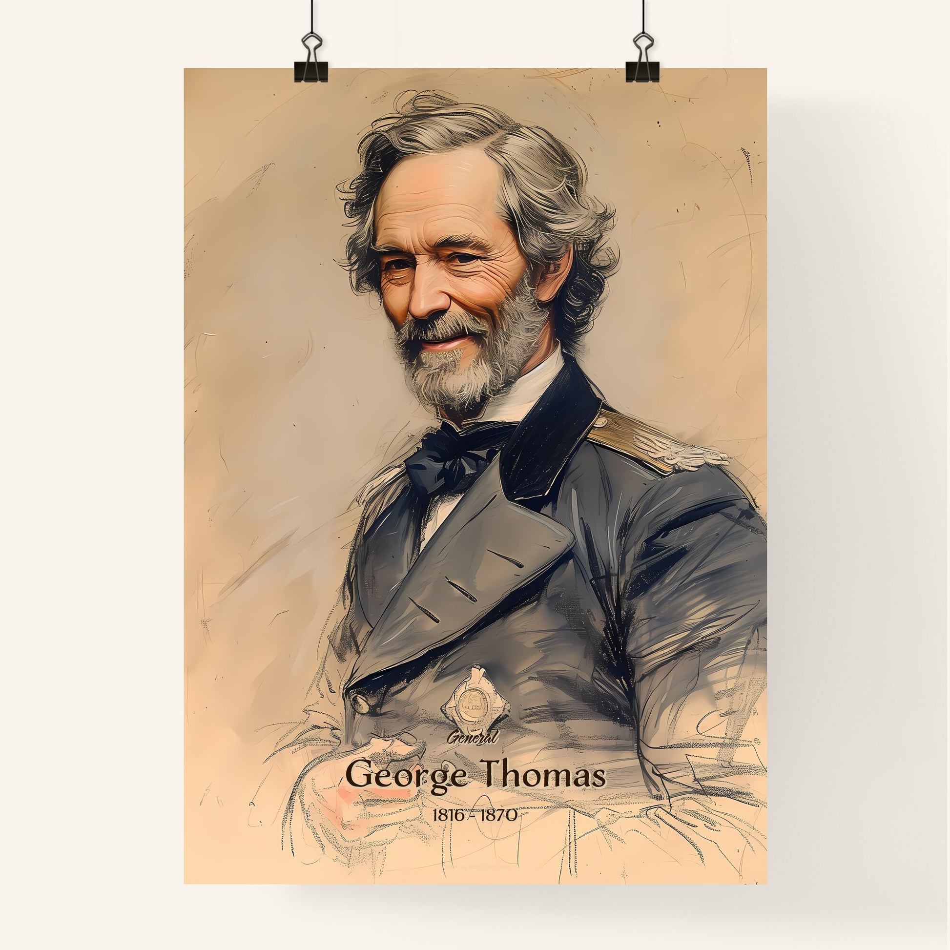 General, George Thomas, 1816 - 1870, A Poster of a man in a military uniform Default Title