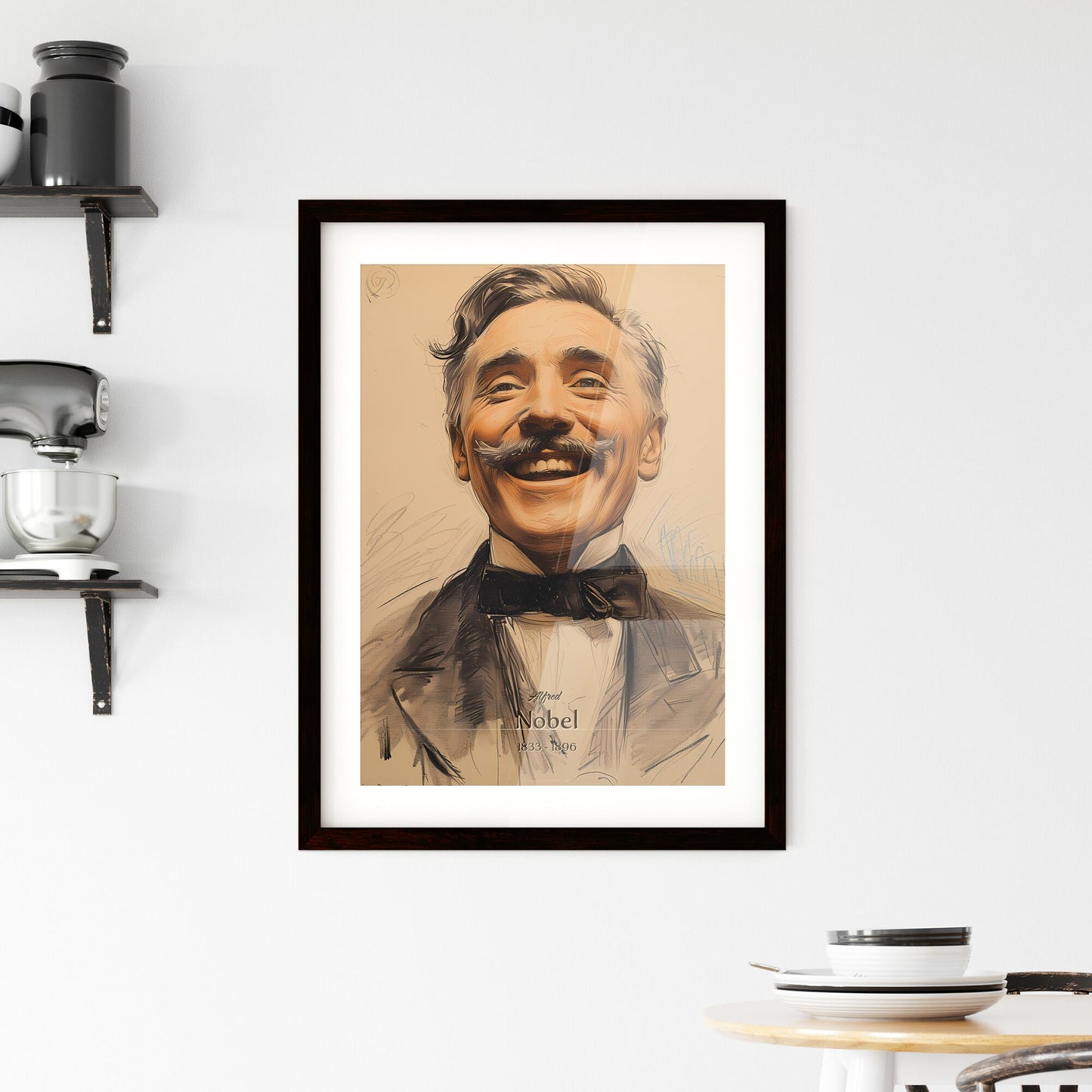Alfred, Nobel, 1833 - 1896, A Poster of a drawing of a man smiling Default Title