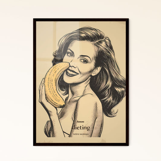 banana, dieting, retro woman, A Poster of a woman holding a banana Default Title