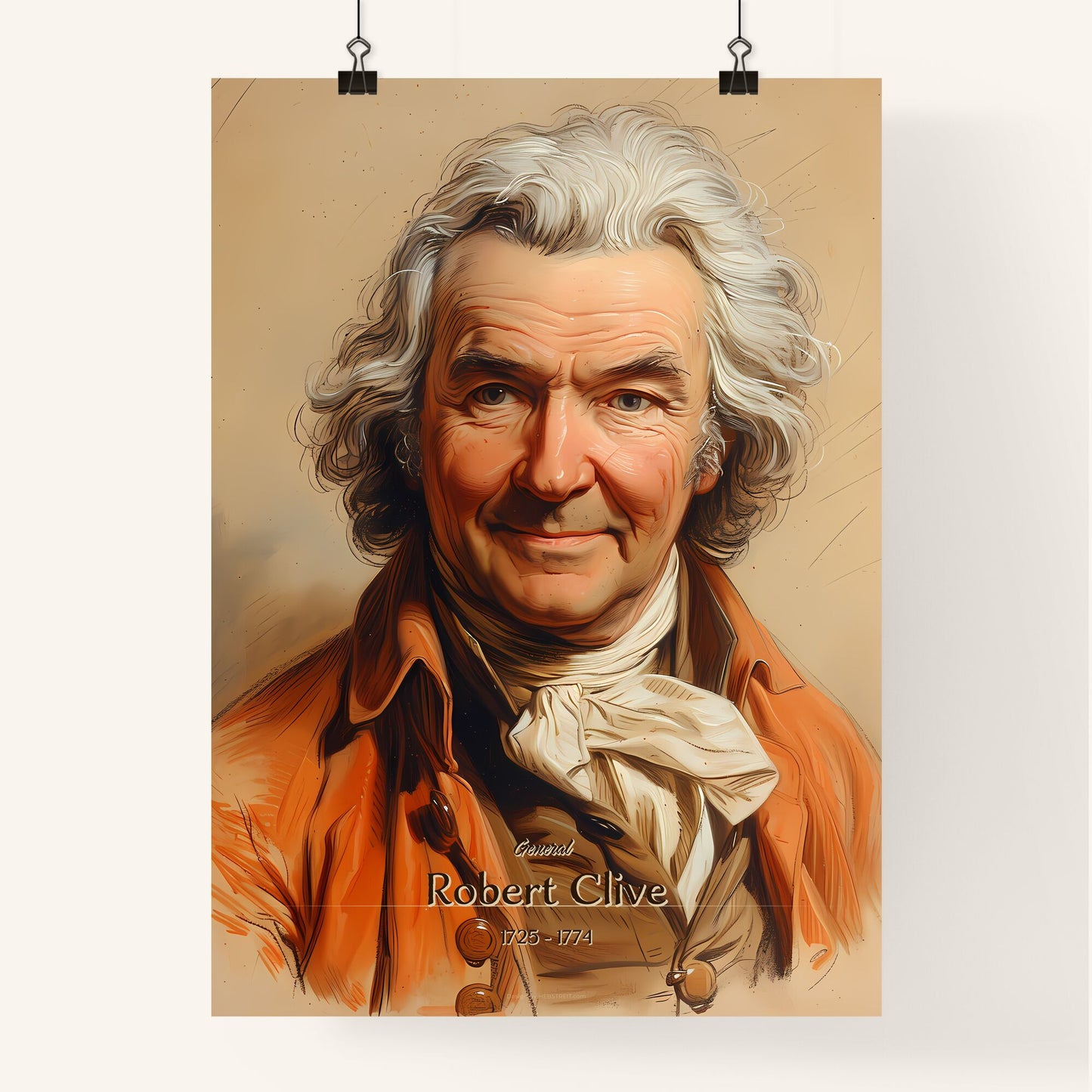 General, Robert Clive, 1725 - 1774, A Poster of a man with white hair and a scarf Default Title