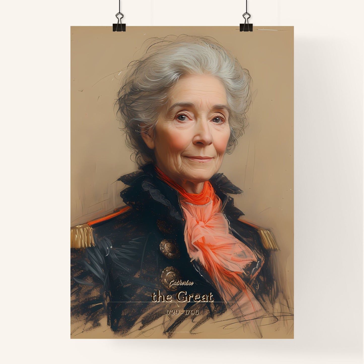 Catherine, the Great, 1729 - 1796, A Poster of a woman in a military uniform Default Title