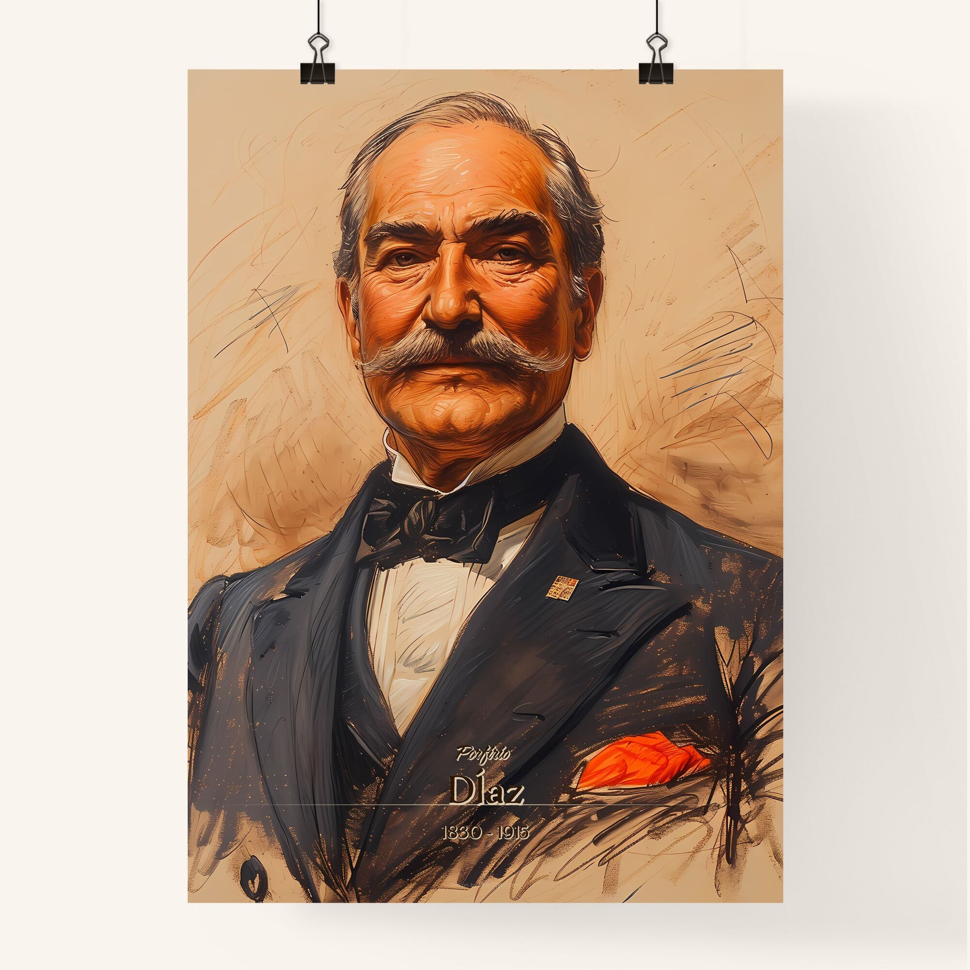 Porfirio, DÍaz, 1830 - 1915, A Poster of a man with a mustache wearing a suit Default Title