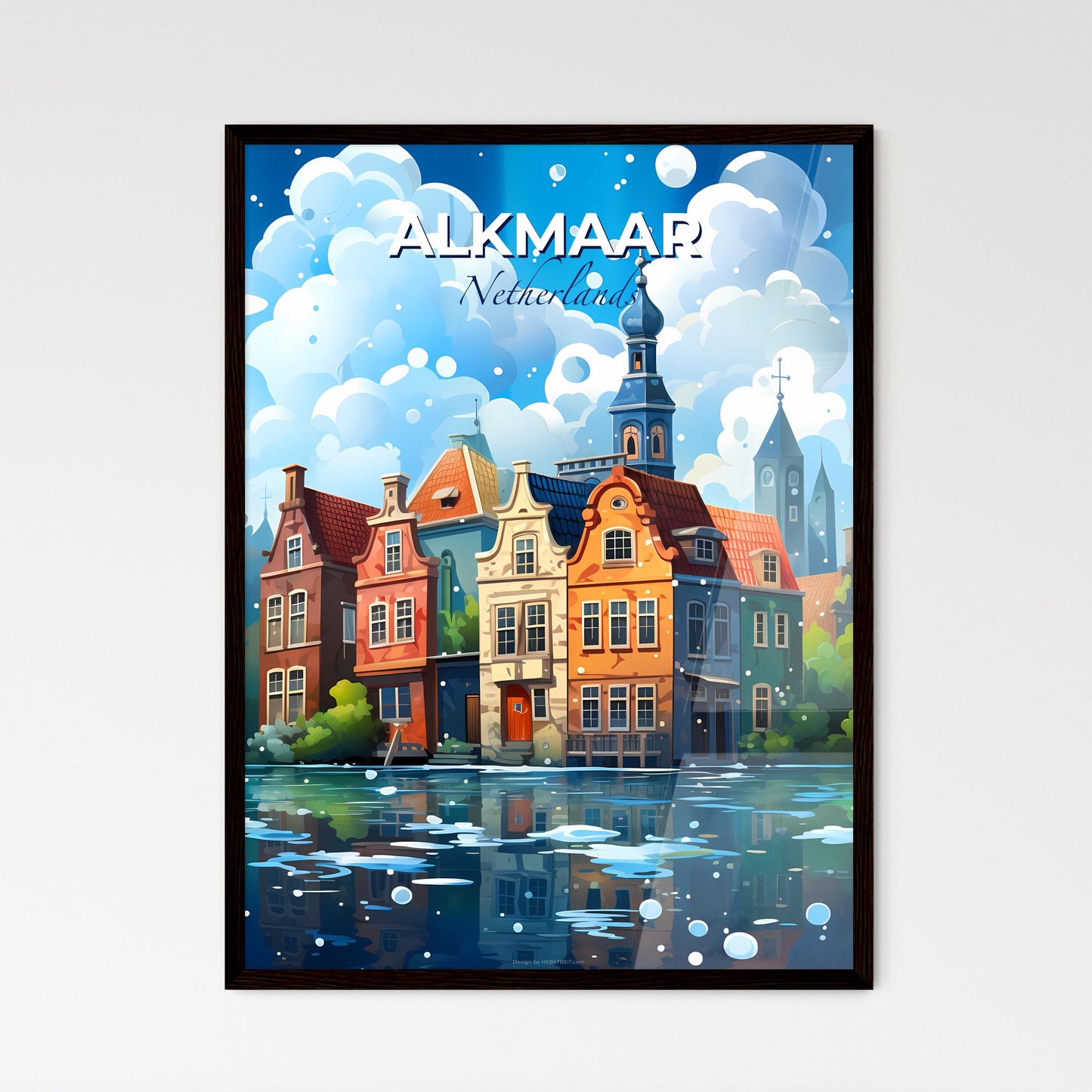 Alkmaar, Netherlands, A Poster of a colorful buildings next to a body of water Default Title
