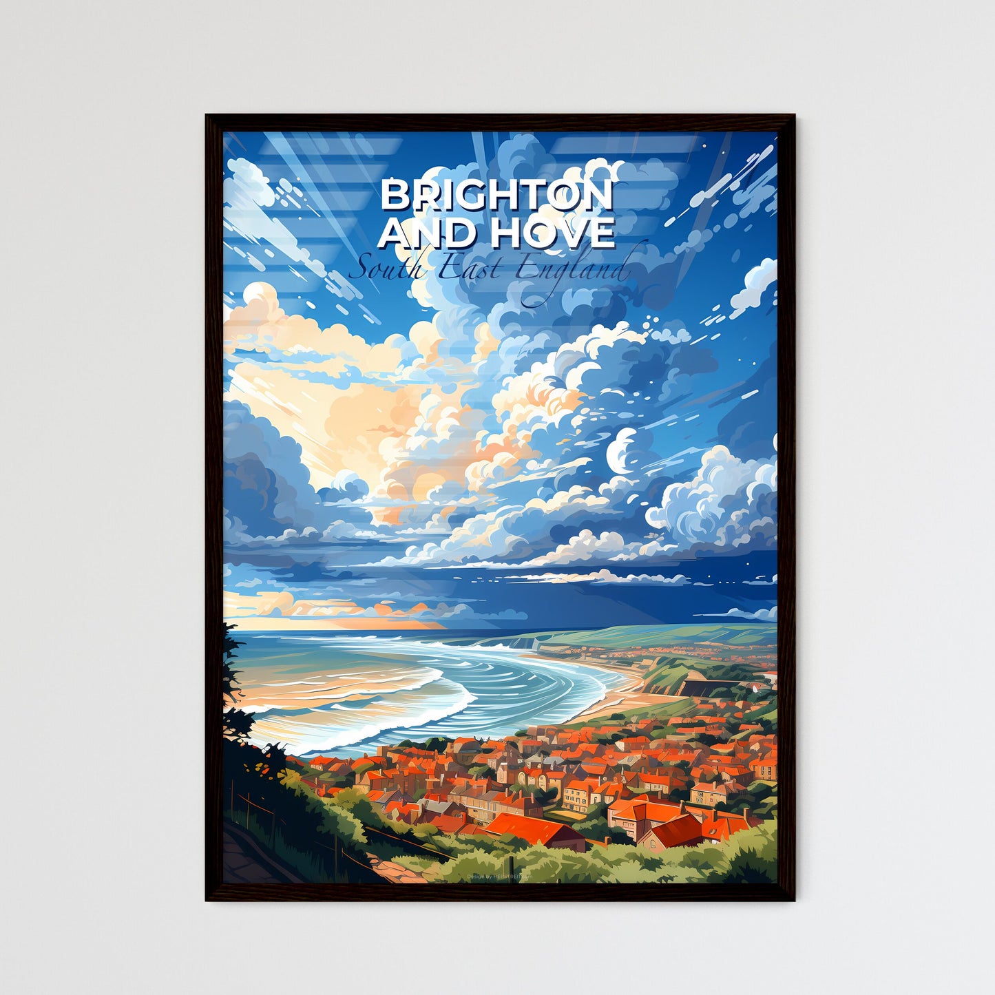 Brighton And Hove, South East England, A Poster of a landscape of a beach and town Default Title