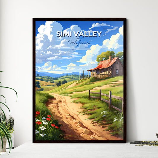 Simi Valley, California, A Poster of a house on a hill with a dirt road and flowers Default Title