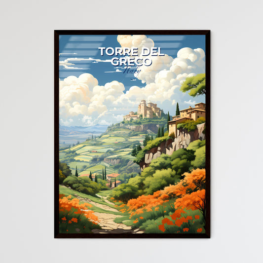 Torre Del Greco, Italy, A Poster of a landscape with a castle on a hill Default Title