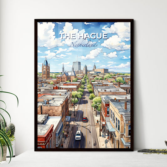 The Hague, Netherlands, A Poster of a city street with cars and buildings Default Title