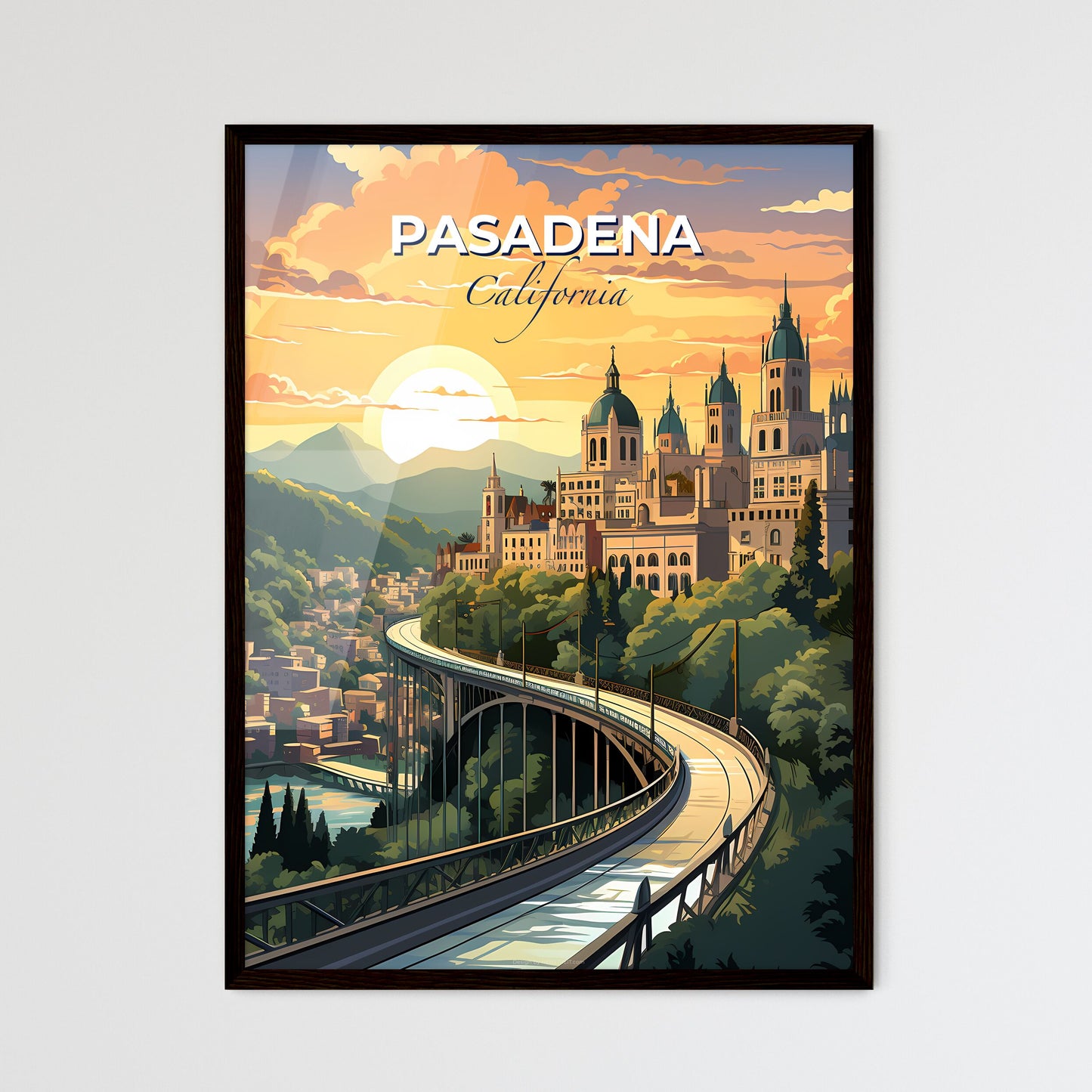 Pasadena, California, A Poster of a bridge over a city Default Title