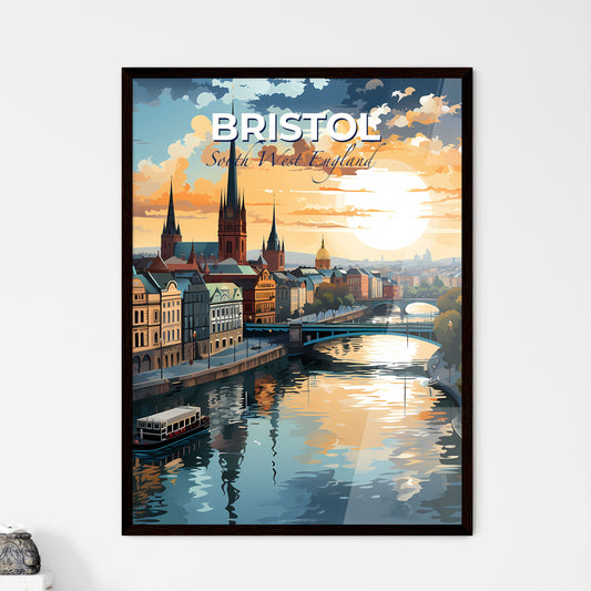 Bristol, South West England, A Poster of a river with a bridge and a city with a boat Default Title