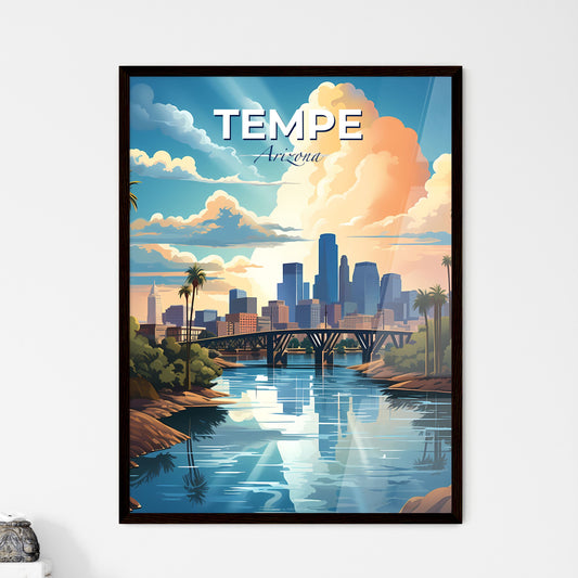 Tempe, Arizona, A Poster of a river with a bridge and trees and a city in the background Default Title