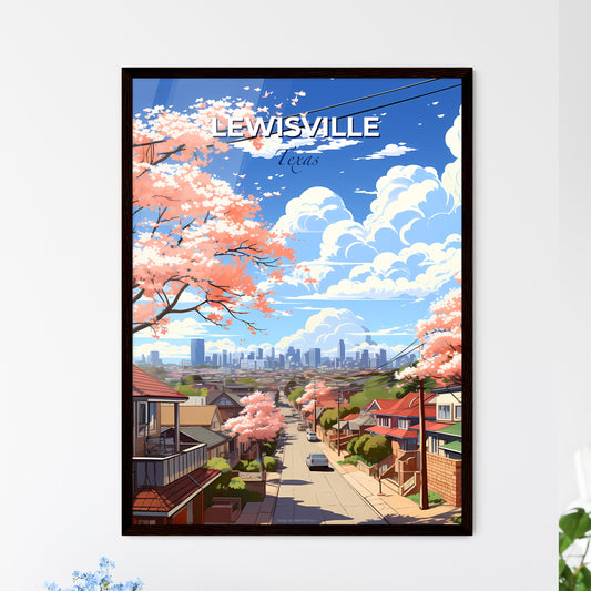 Lewisville, Texas, A Poster of a street with houses and trees in front of a city Default Title