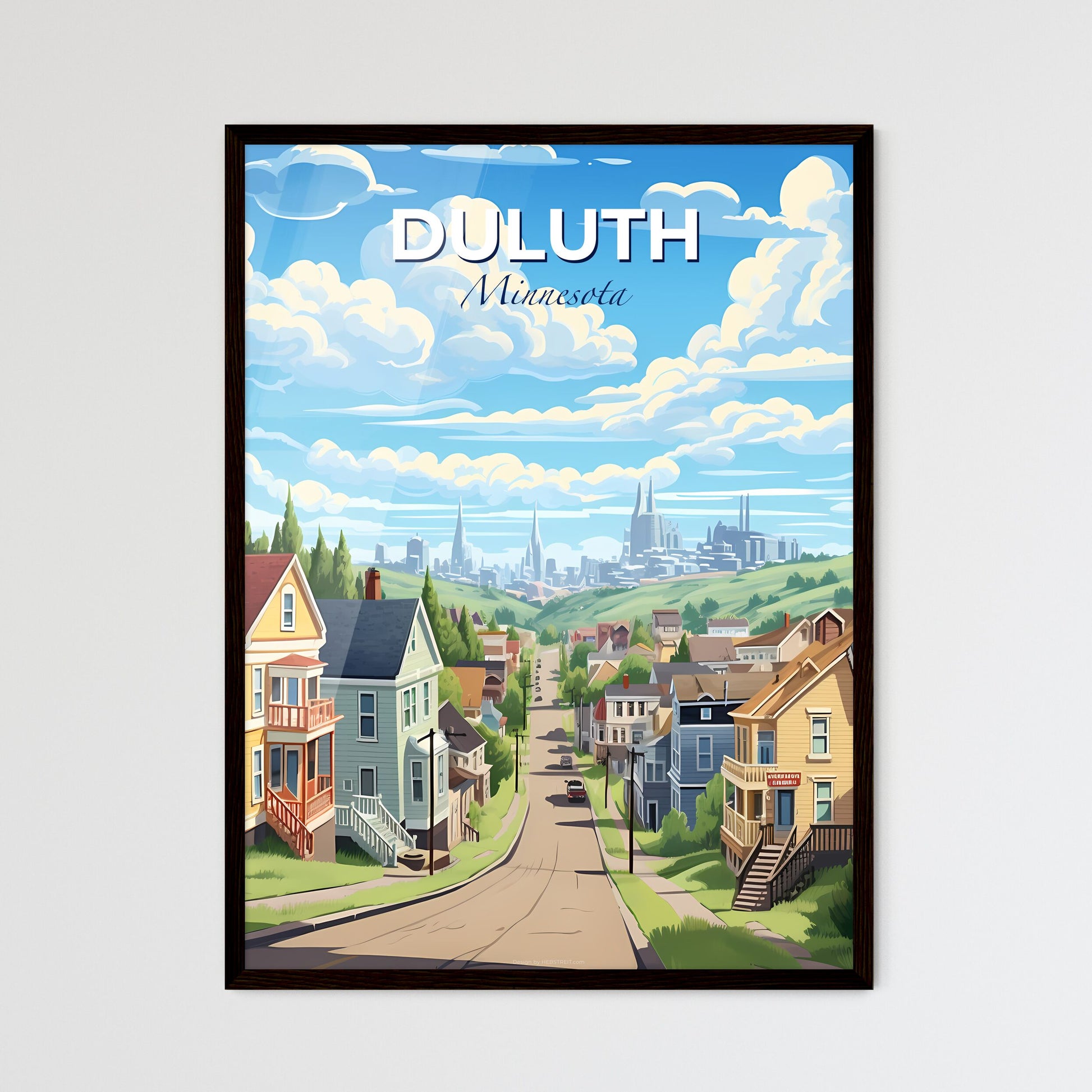 Duluth, Minnesota, A Poster of a street with houses and trees in the background Default Title