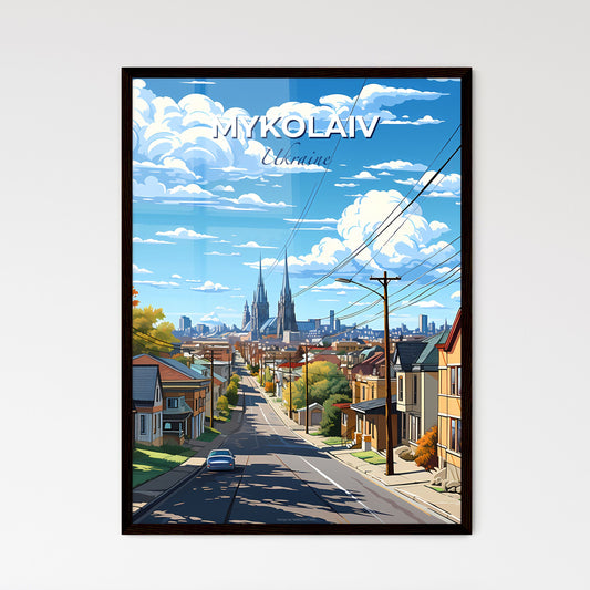 Mykolaiv, Ukraine, A Poster of a street with houses and a car on it Default Title