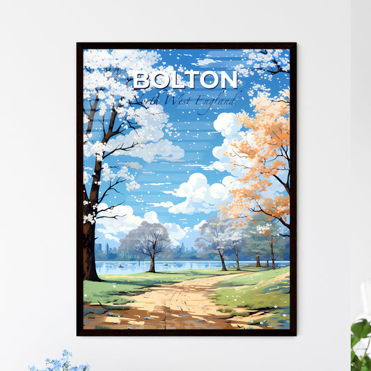 Bolton, North West England, A Poster of a landscape of a park with trees and a lake Default Title