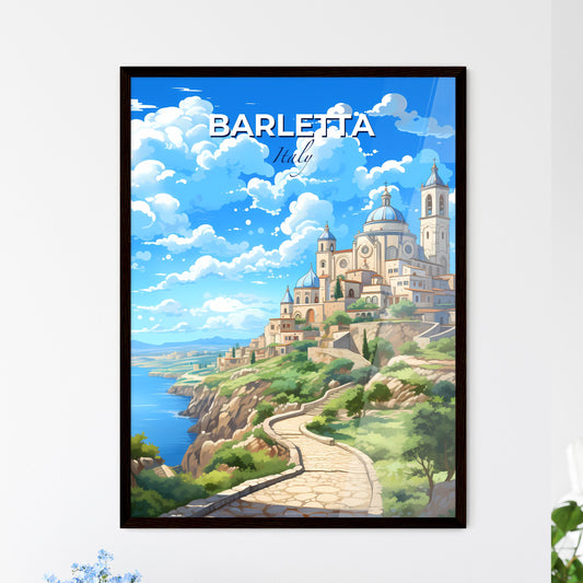 Barletta, Italy, A Poster of a building on a hill with a path leading to the water Default Title