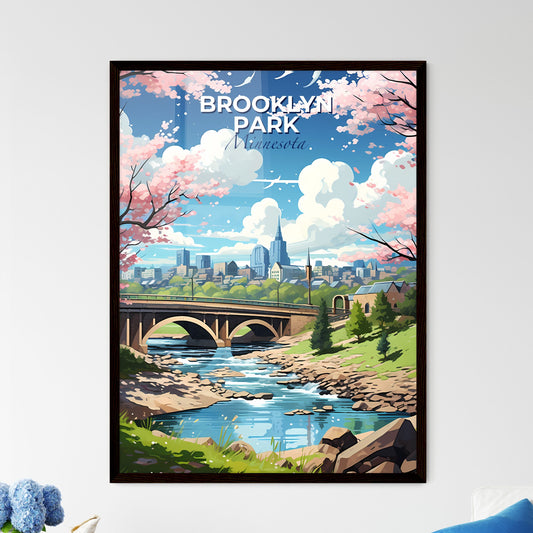 Brooklyn Park, Minnesota, A Poster of a bridge over a river with a city in the background Default Title