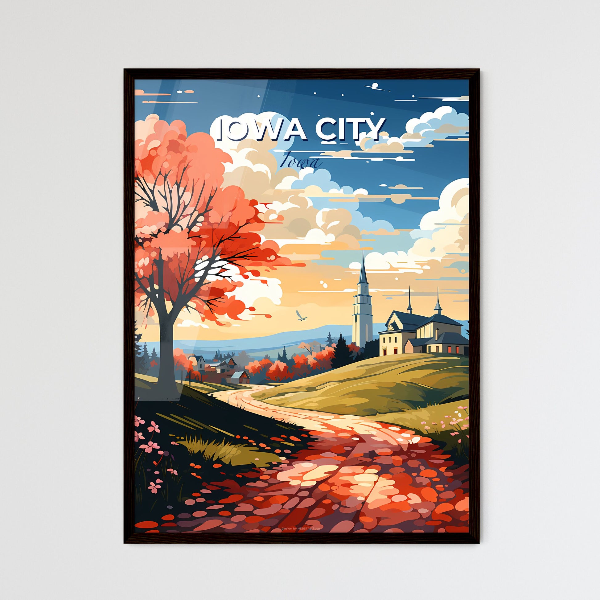 Iowa City, Iowa, A Poster of a painting of a road leading to a house Default Title