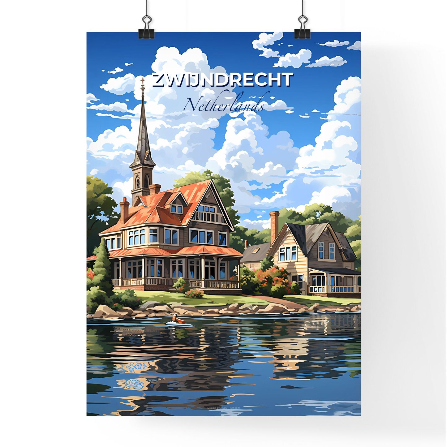 Zwijndrecht, Netherlands, A Poster of a house on the water Default Title