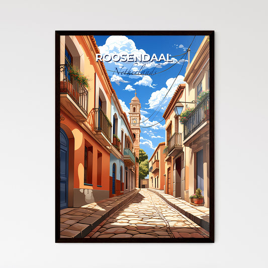 Roosendaal, Netherlands, A Poster of a street with buildings and a tower Default Title
