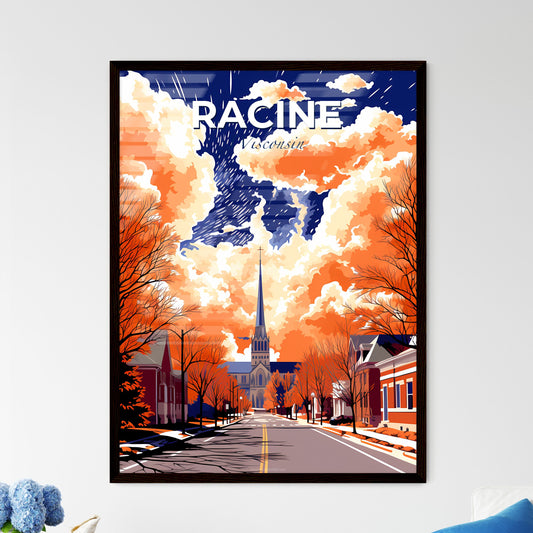 Racine, Wisconsin, A Poster of a street with trees and a church in the background Default Title
