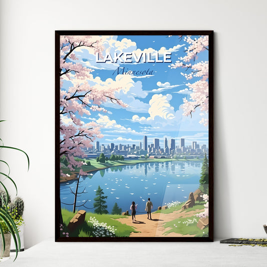 Lakeville, Minnesota, A Poster of a couple of people walking on a path by a lake with a city in the background Default Title