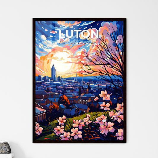 Luton, East of England, A Poster of a painting of a city with flowers Default Title