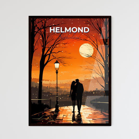 Helmond, Netherlands, A Poster of a couple kissing on a sidewalk with trees and a lamp post Default Title