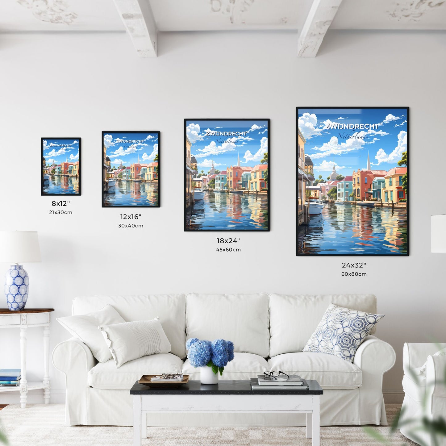 Zwijndrecht, Netherlands, A Poster of a water way with buildings and boats Default Title