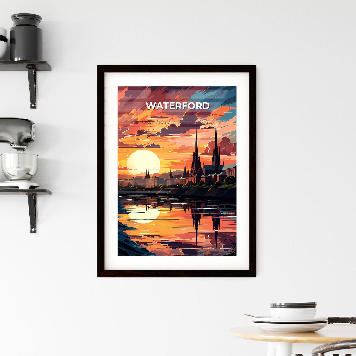 Waterford, County Waterford & County Kilkenny, A Poster of a sunset over a city Default Title