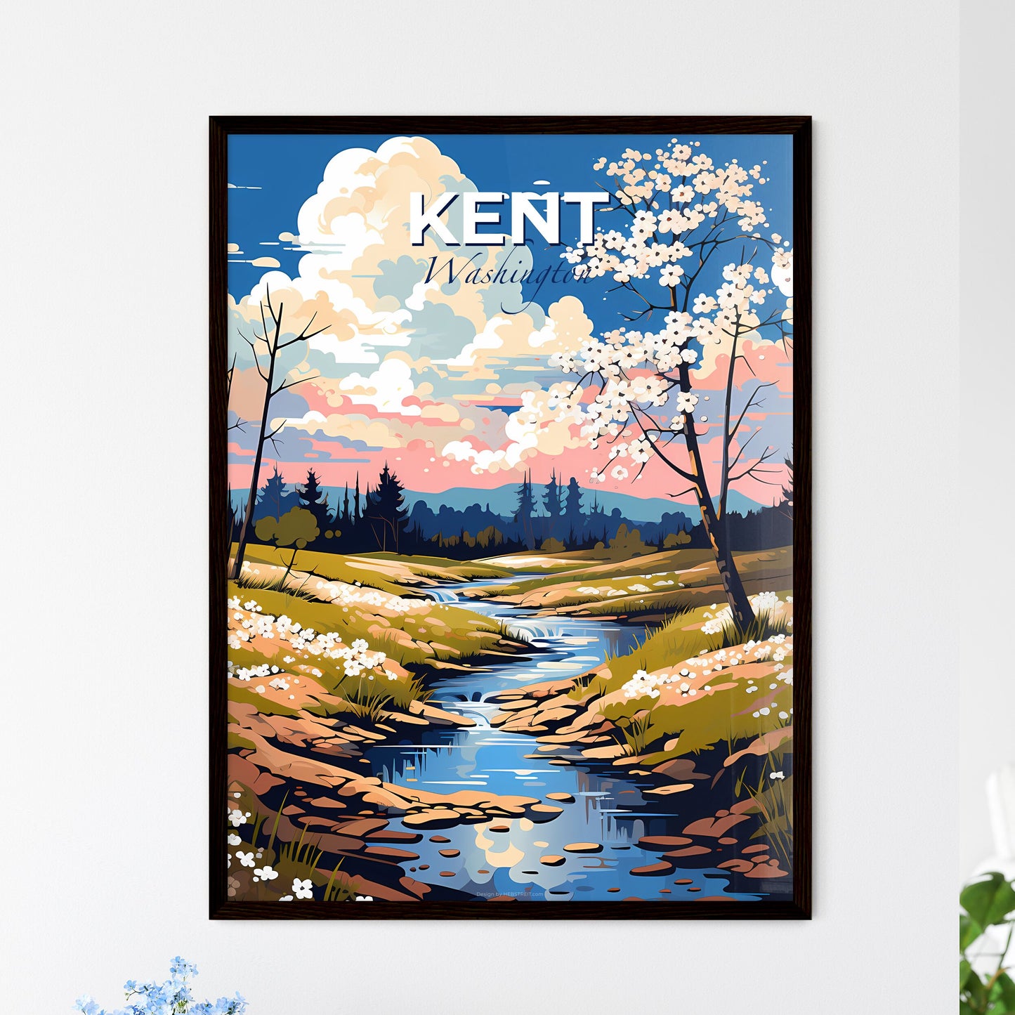Kent, Washington, A Poster of a river running through a grassy field Default Title