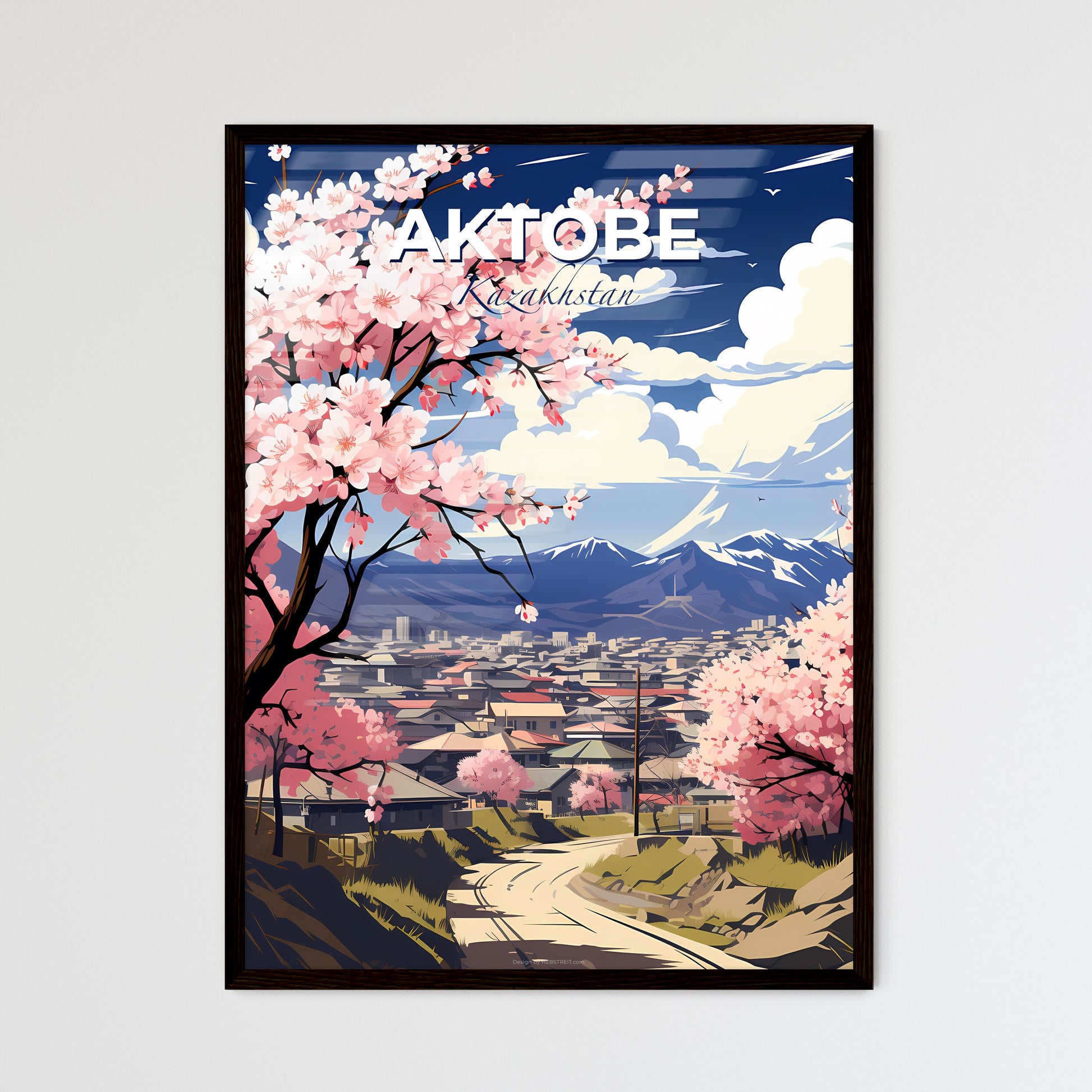 Aktobe, Kazakhstan, A Poster of a landscape with a road and trees and mountains Default Title