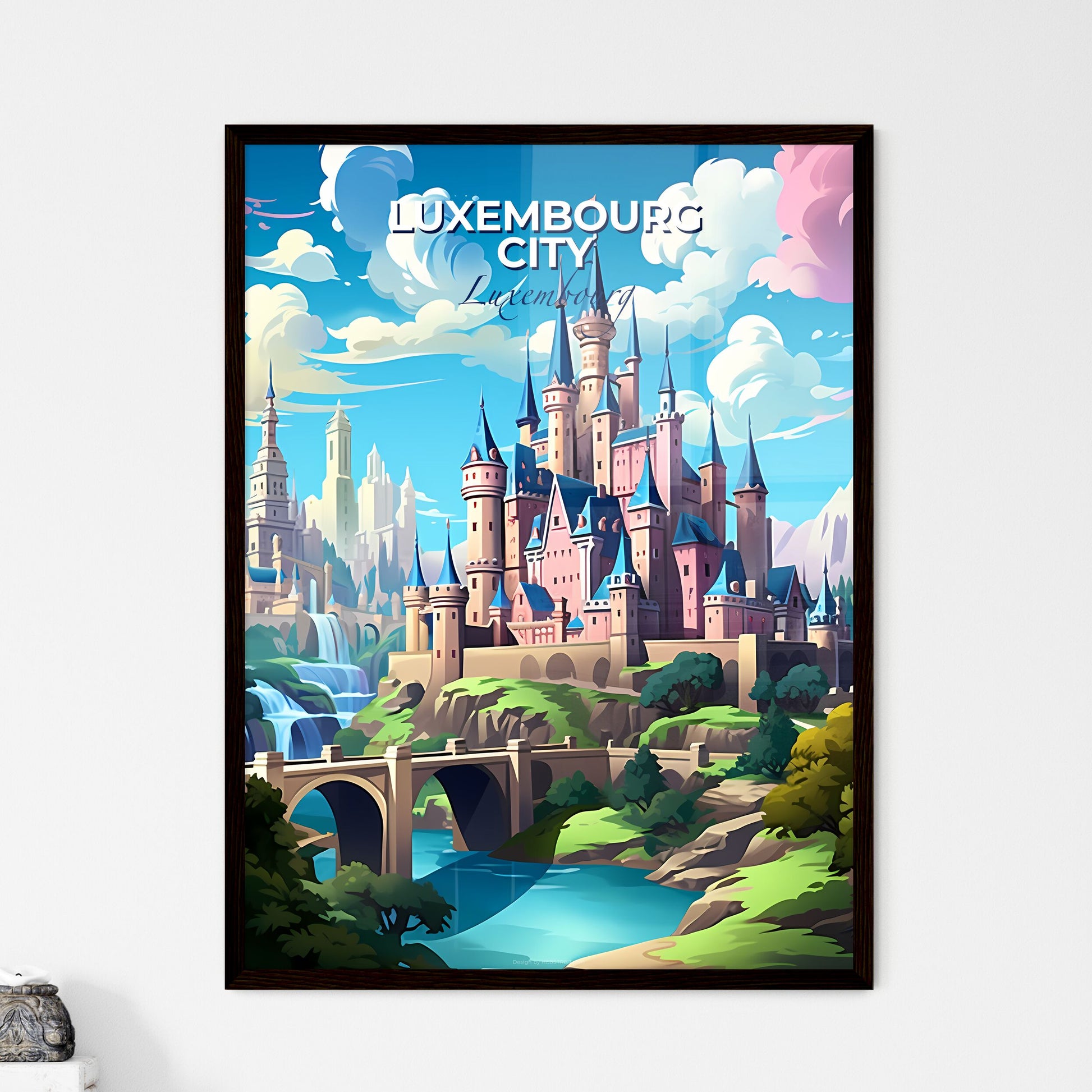 Luxembourg City, Luxembourg, A Poster of a castle with a bridge and a river Default Title