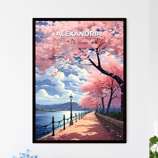 Alexandria, Virginia, A Poster of a path with pink trees and a fence by water Default Title