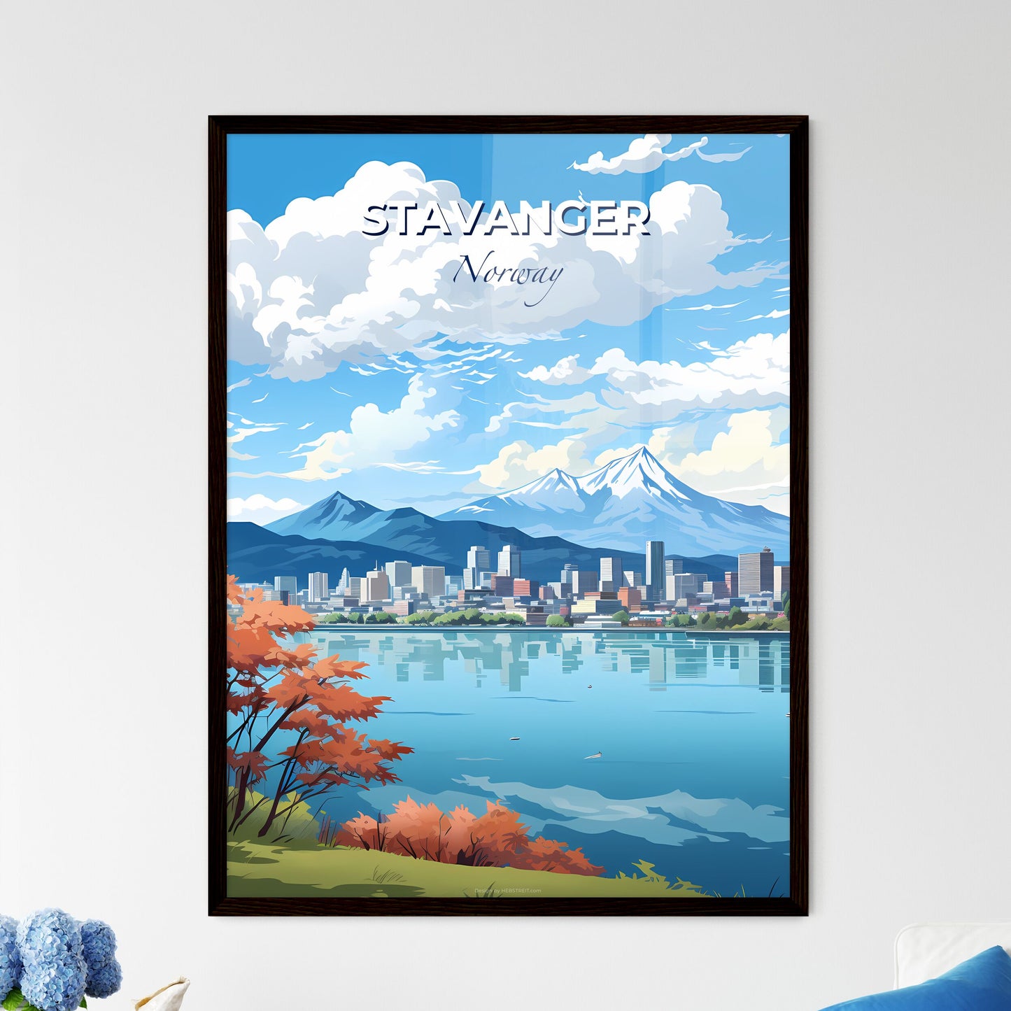 Stavanger, Norway, A Poster of a city by a lake Default Title