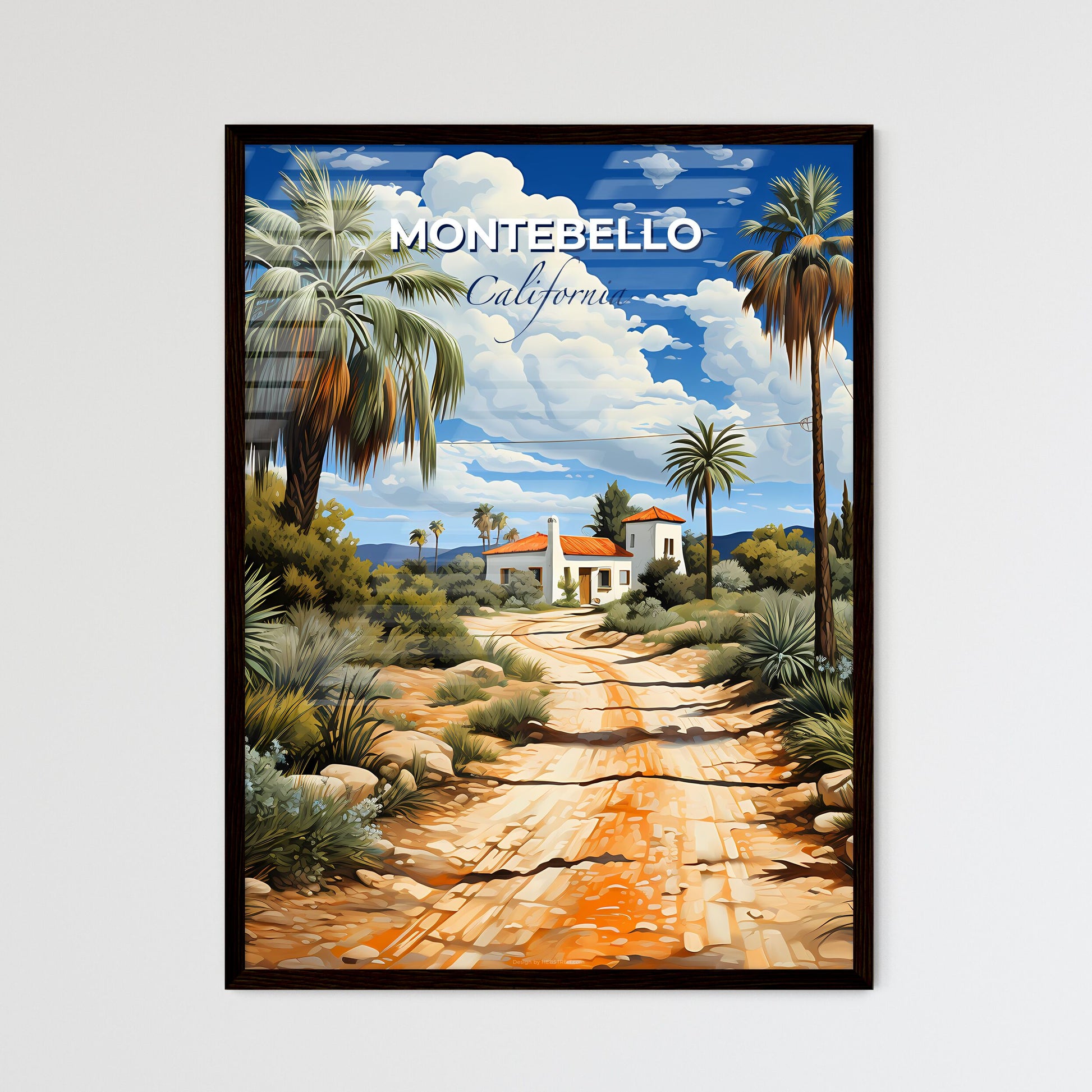 Montebello, California, A Poster of a dirt road with a house and palm trees Default Title