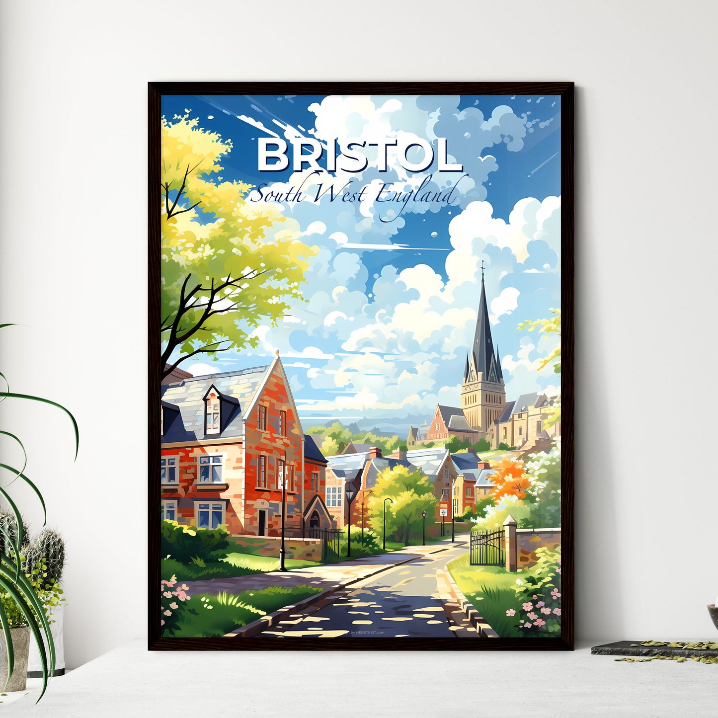 Bristol, South West England, A Poster of a street with trees and houses in the background Default Title