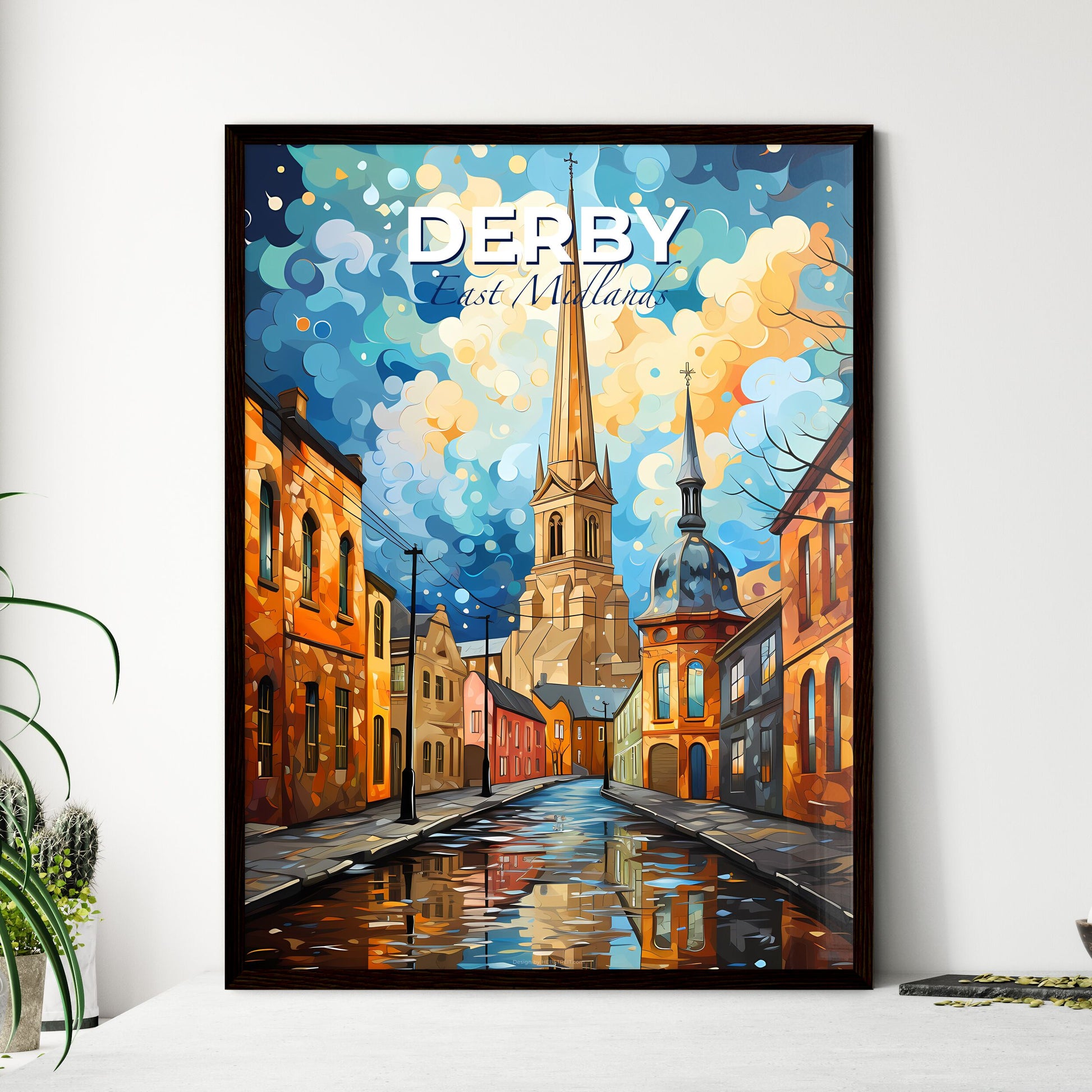 Derby, East Midlands, A Poster of a water way with a church in the background Default Title
