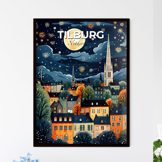 Tilburg, Netherlands, A Poster of a painting of a city at night Default Title