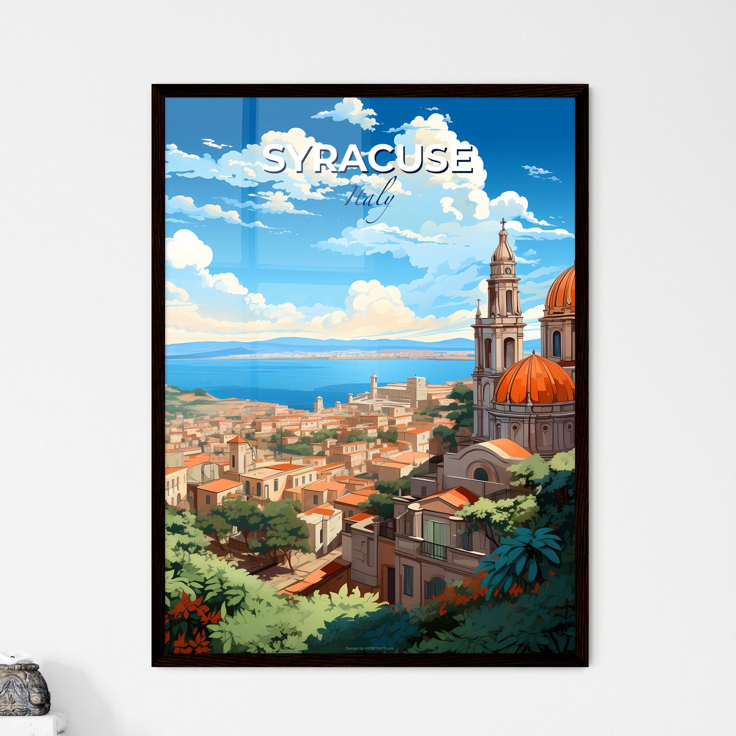 Syracuse, Italy, A Poster of a city with a large building and a body of water Default Title
