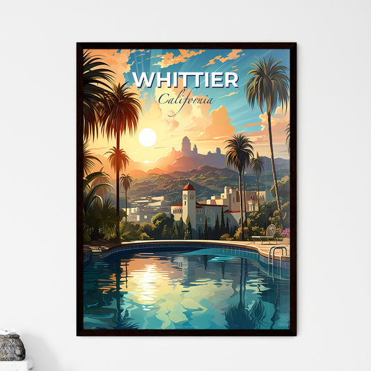 Whittier, California, A Poster of a pool with palm trees and buildings in the background Default Title